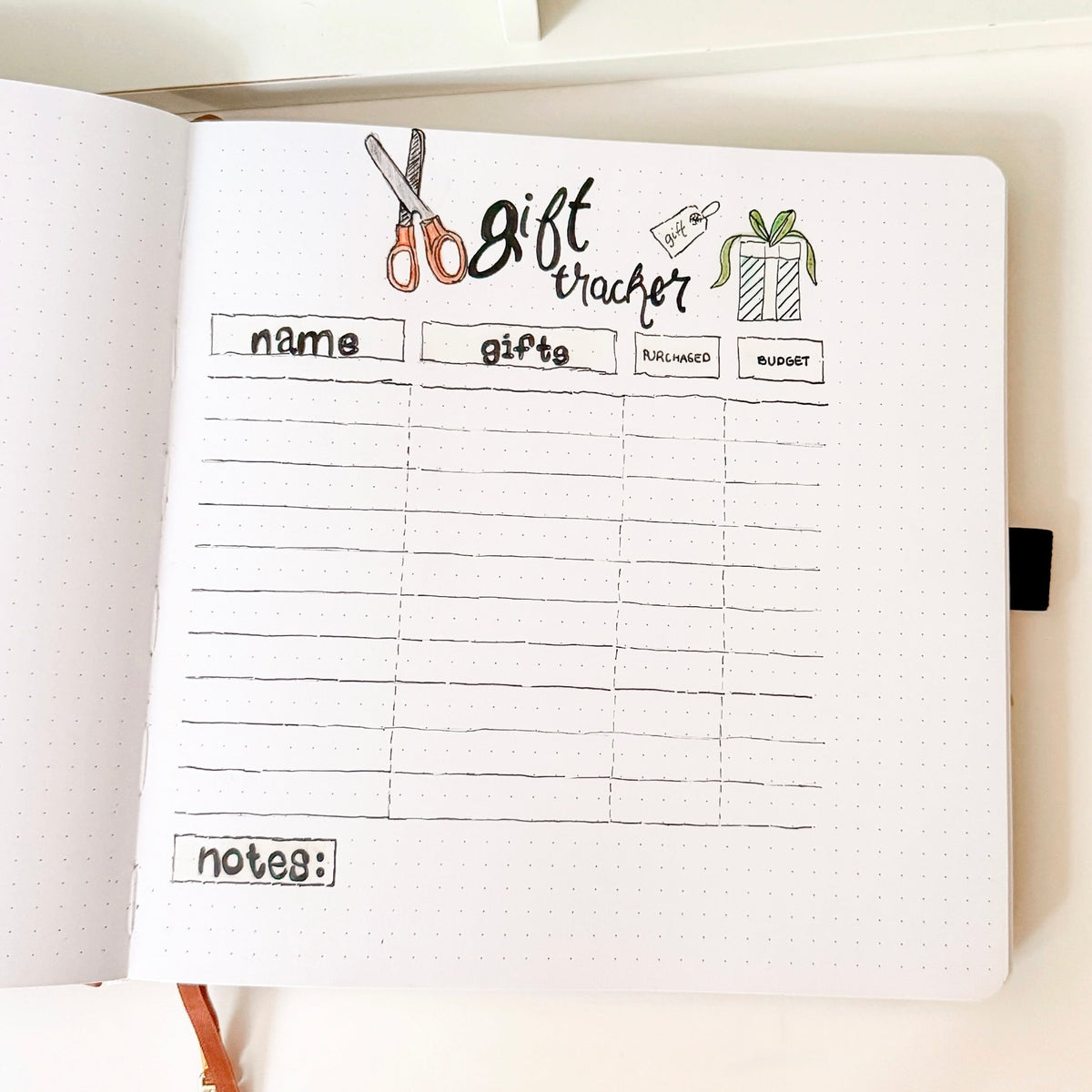 Setting Up A Gift Tracker in your Journal