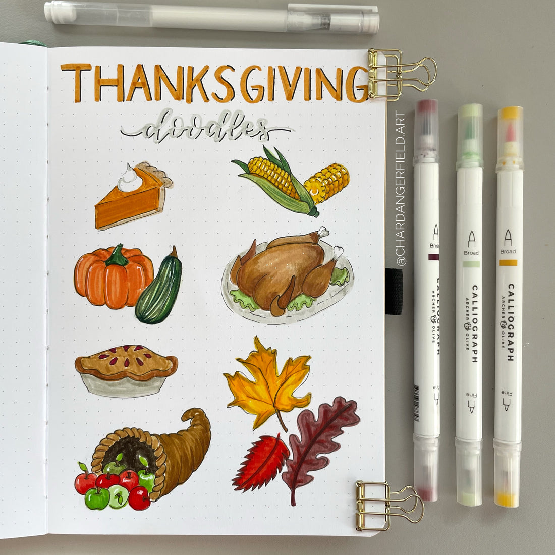 Step by Step Thanksgiving Doodles For Your Bullet Journal