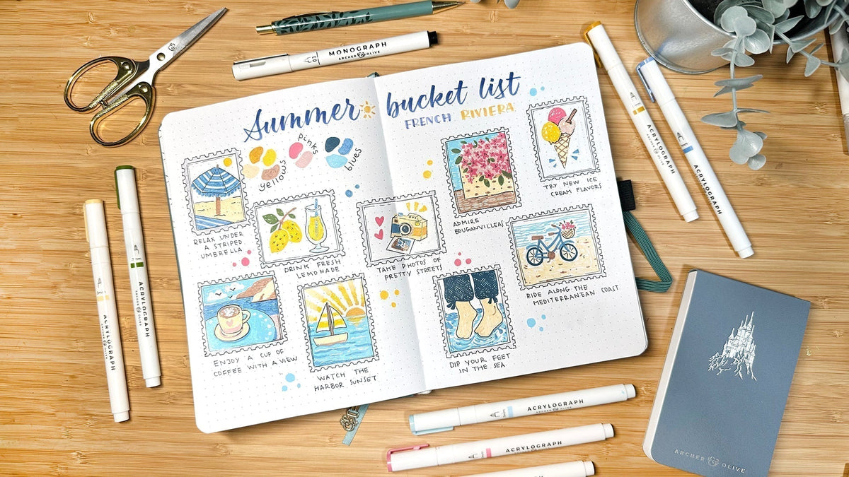 Illustrated Bucket List Inspiration with Acrylographs