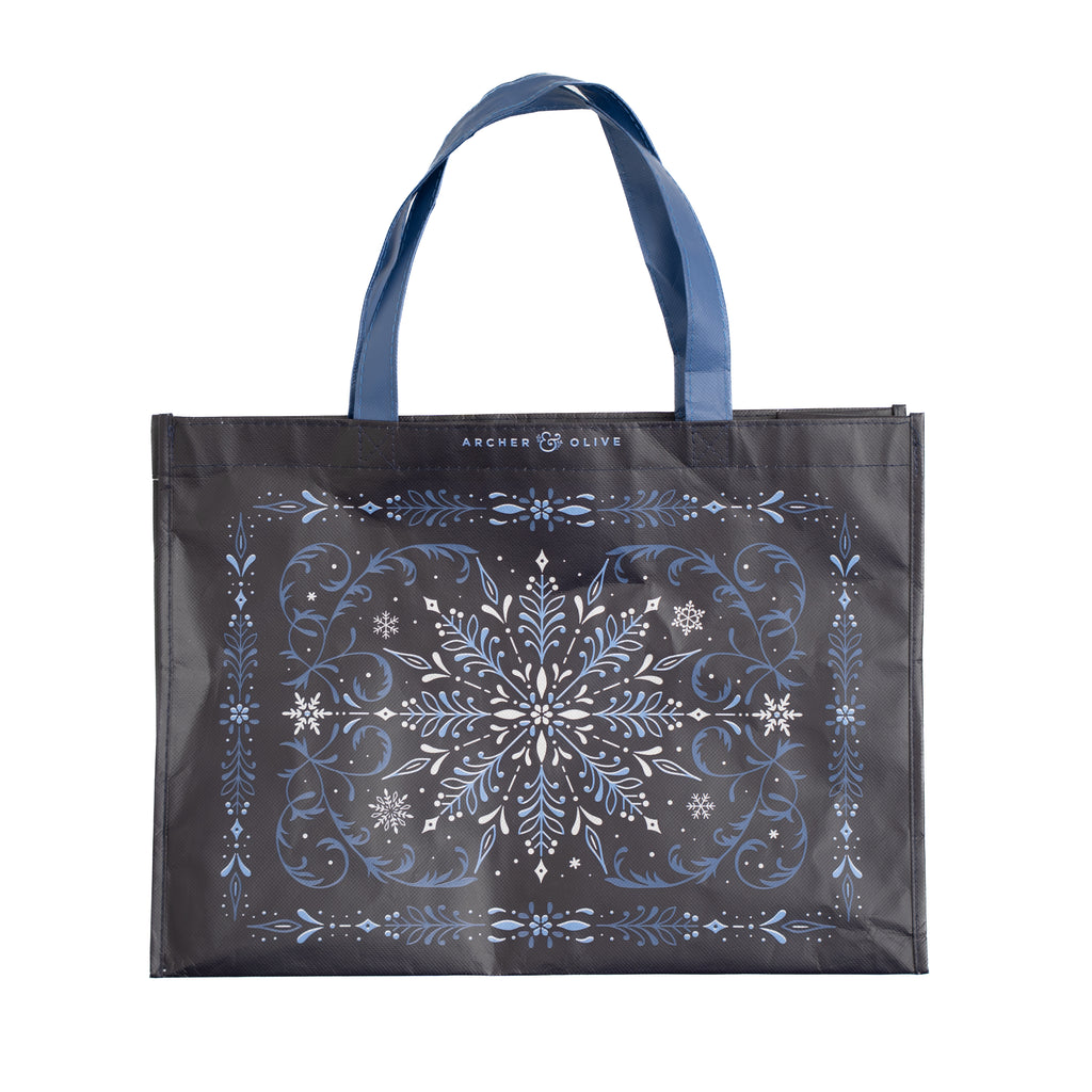 Reusable Snowflake Shopping Tote - Archer and Olive
