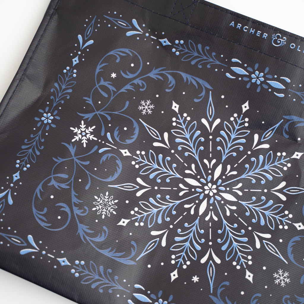 Reusable Snowflake Shopping Tote - Archer and Olive