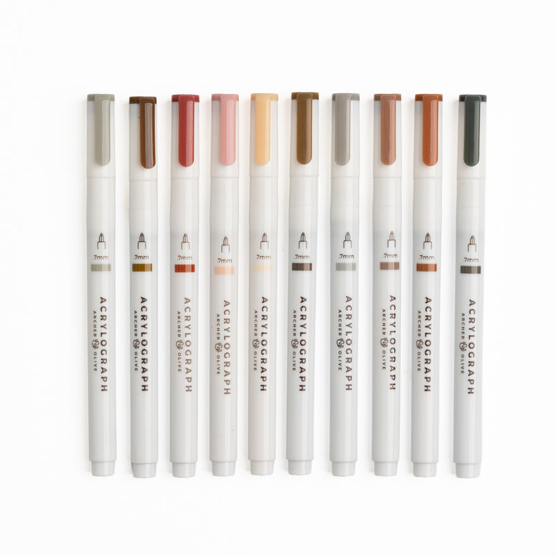  Set of ten Quiet Corners acrylograph fine-tip .7 mm acrylic paint pen