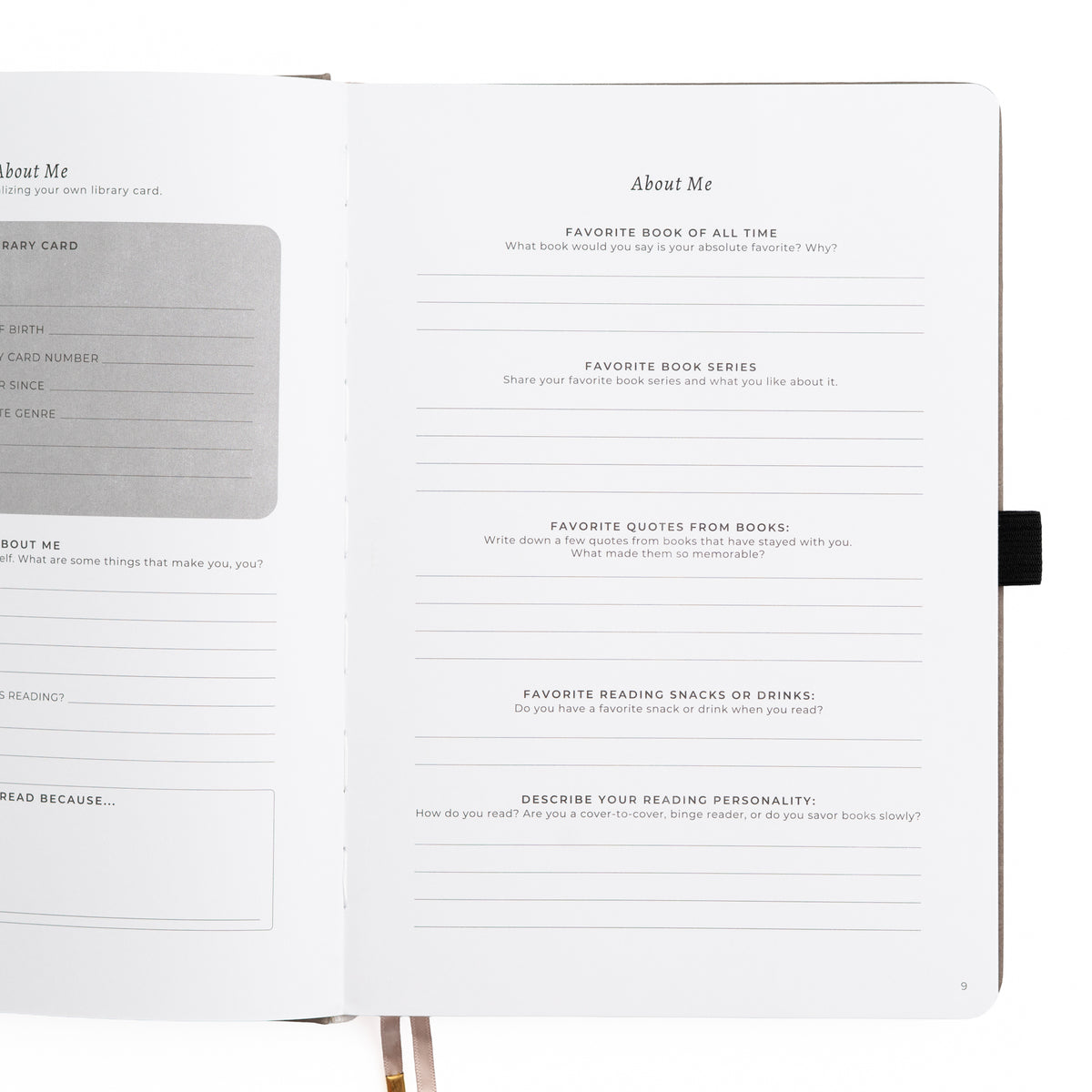 Open book with questionnaire pages on a white background