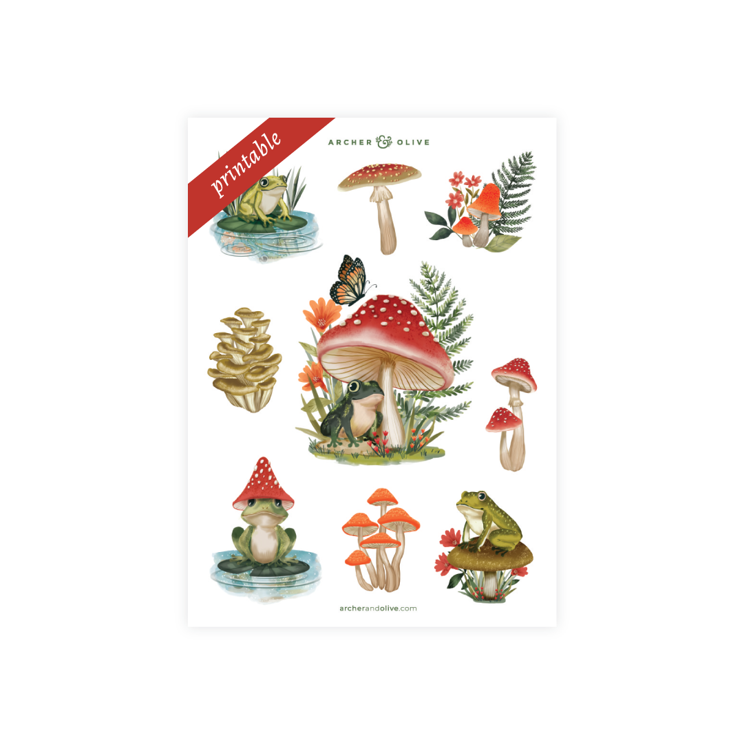 Mushroom Monarch: Printable Sticker - Archer and Olive