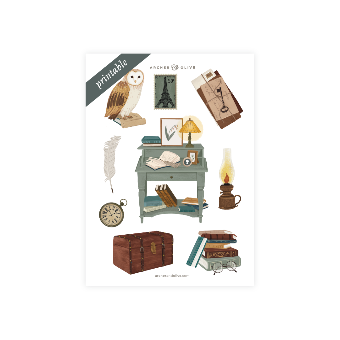 In the Attic Printable Stickers - Archer and Olive
