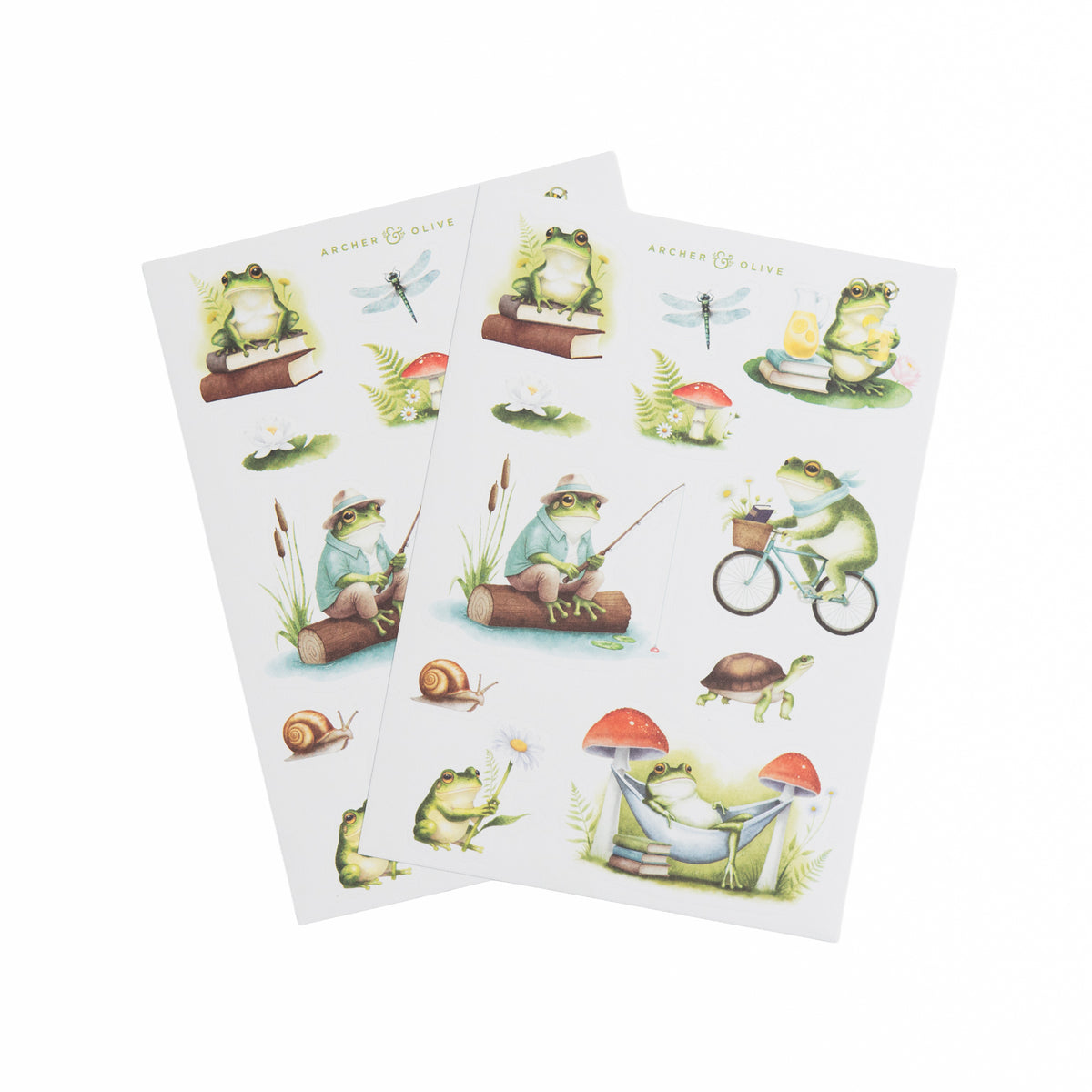 Stickers:  Literary Frog - Archer and Olive