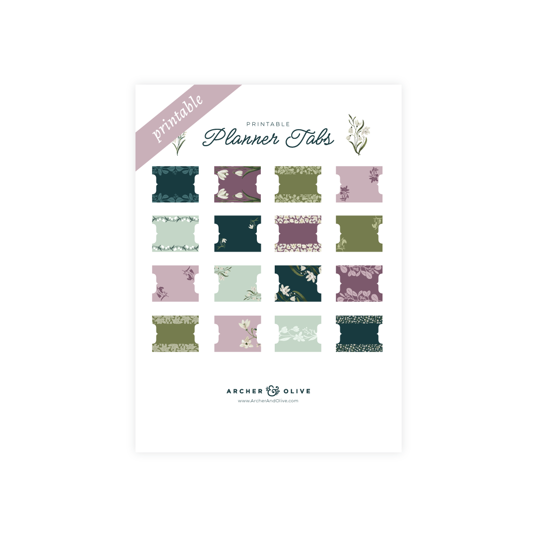 Printable Planner Tabs: Snowdrops - Archer and Olive