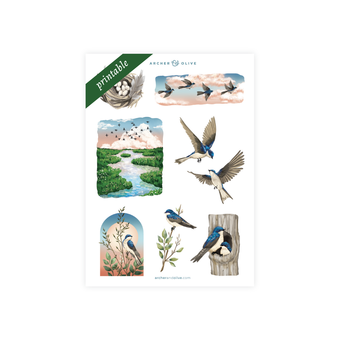 Swallows: Printable Sticker - Archer and Olive