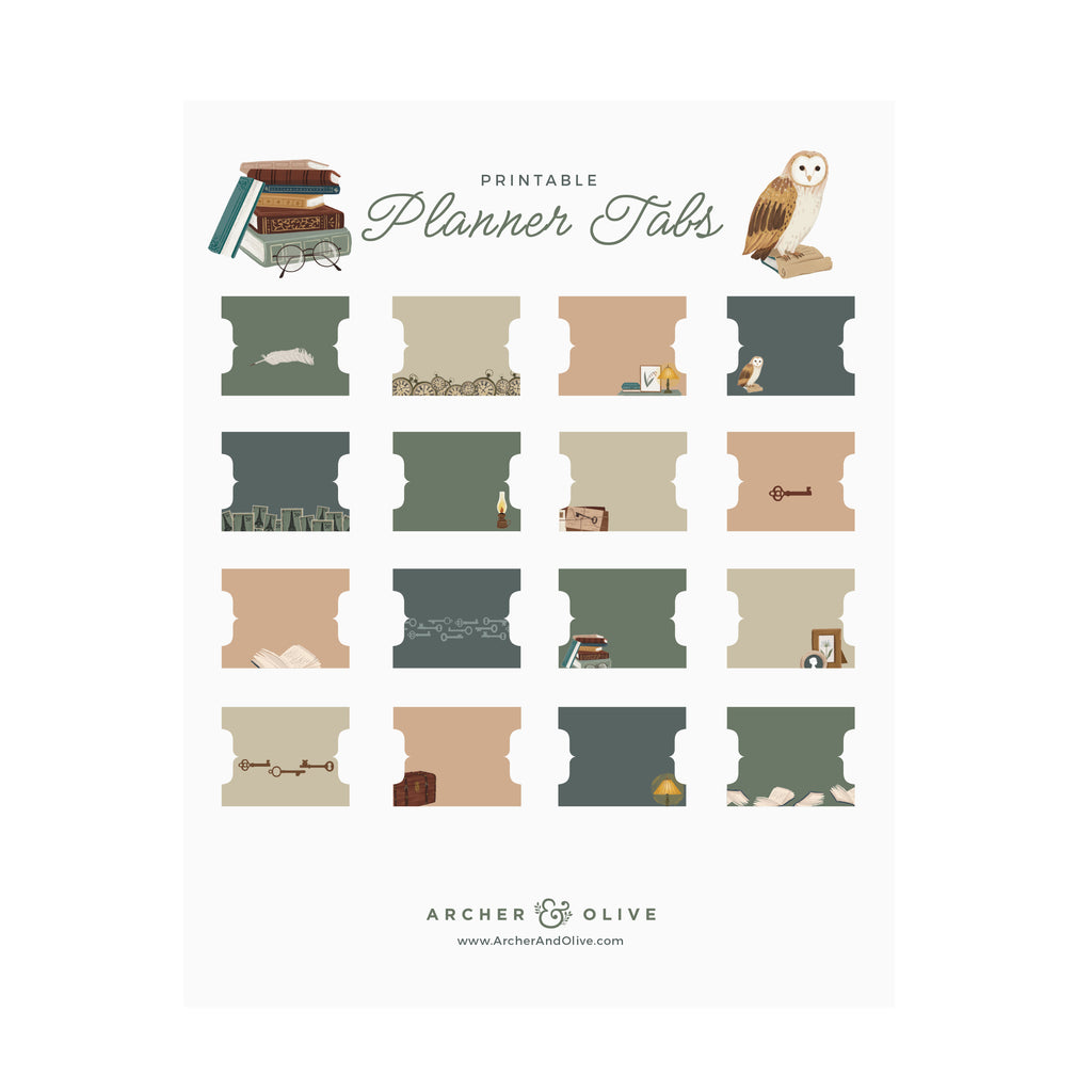 In the Attic Printable Planner Tabs - Archer and Olive