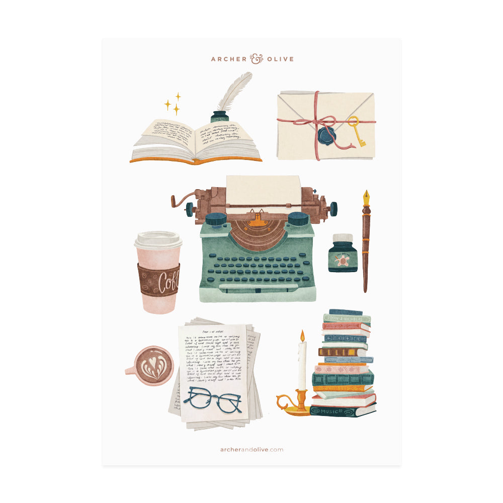 Vintage Typewriter Printable Stickers - Archer and Olive